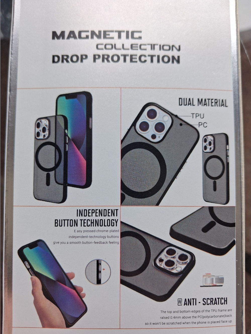 Motorola Magnetic Drop Protection Phone Case - Gray with Black Ring